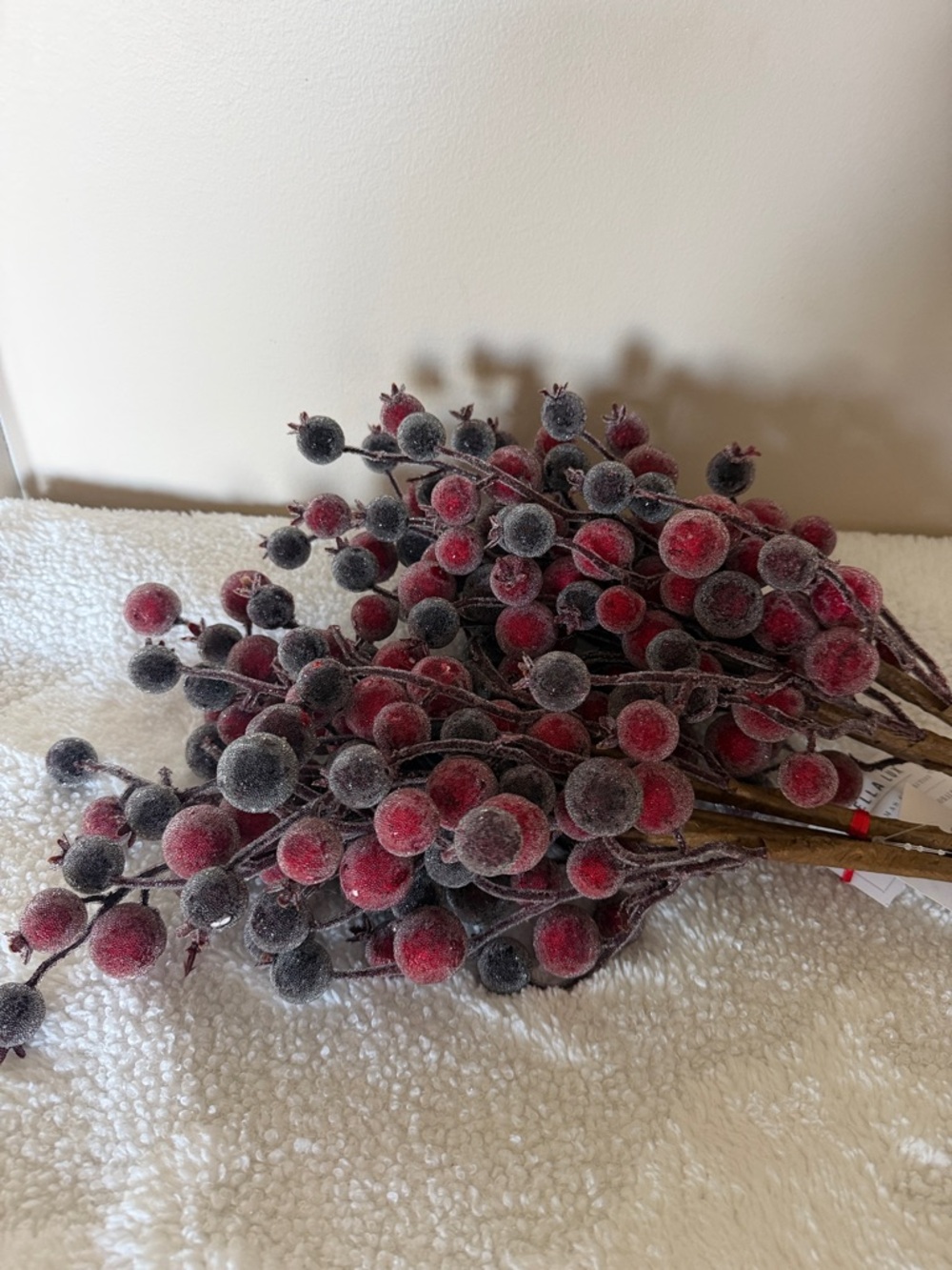 Bella Lux Holiday Christmas Berry Sprays Decor Red Burgundy Set of 2 NEW!